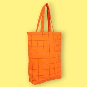 Shopper Katoen Ruit Oranje Rood