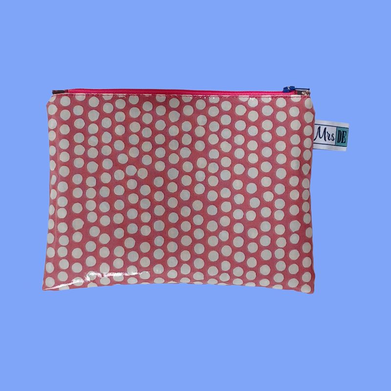 Plat Etui Geplastificeerd Katoen Stip Roze