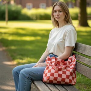 Katoenen tas rood - roze